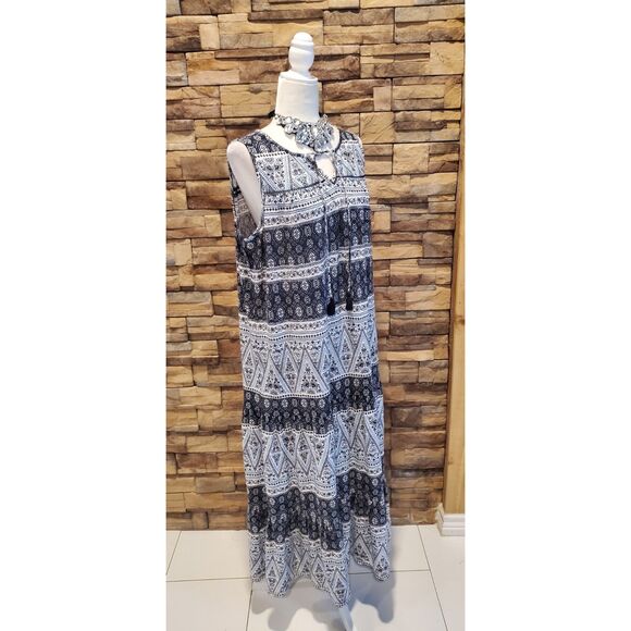 CJ BANKS BOHEMIAN DRESS BLUE/BLACK SLEEVELESS POLY/SPANDEX SIZE X(L) - Picture 1 of 6